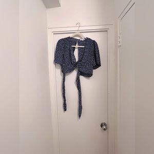 Blue Twist Loose Crop Top